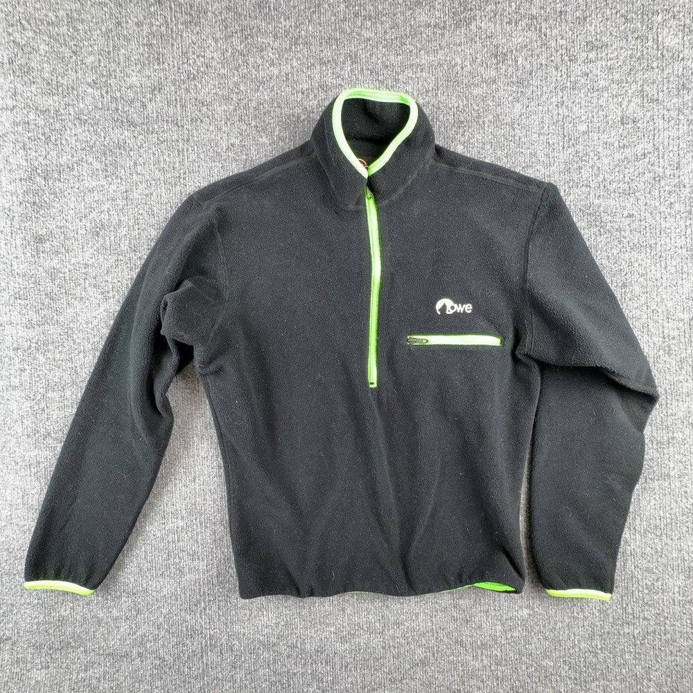 Lowe Alpine Pullover Mens Medium Black Fleece 1/4 Zip Chest Pocket Hiking Top